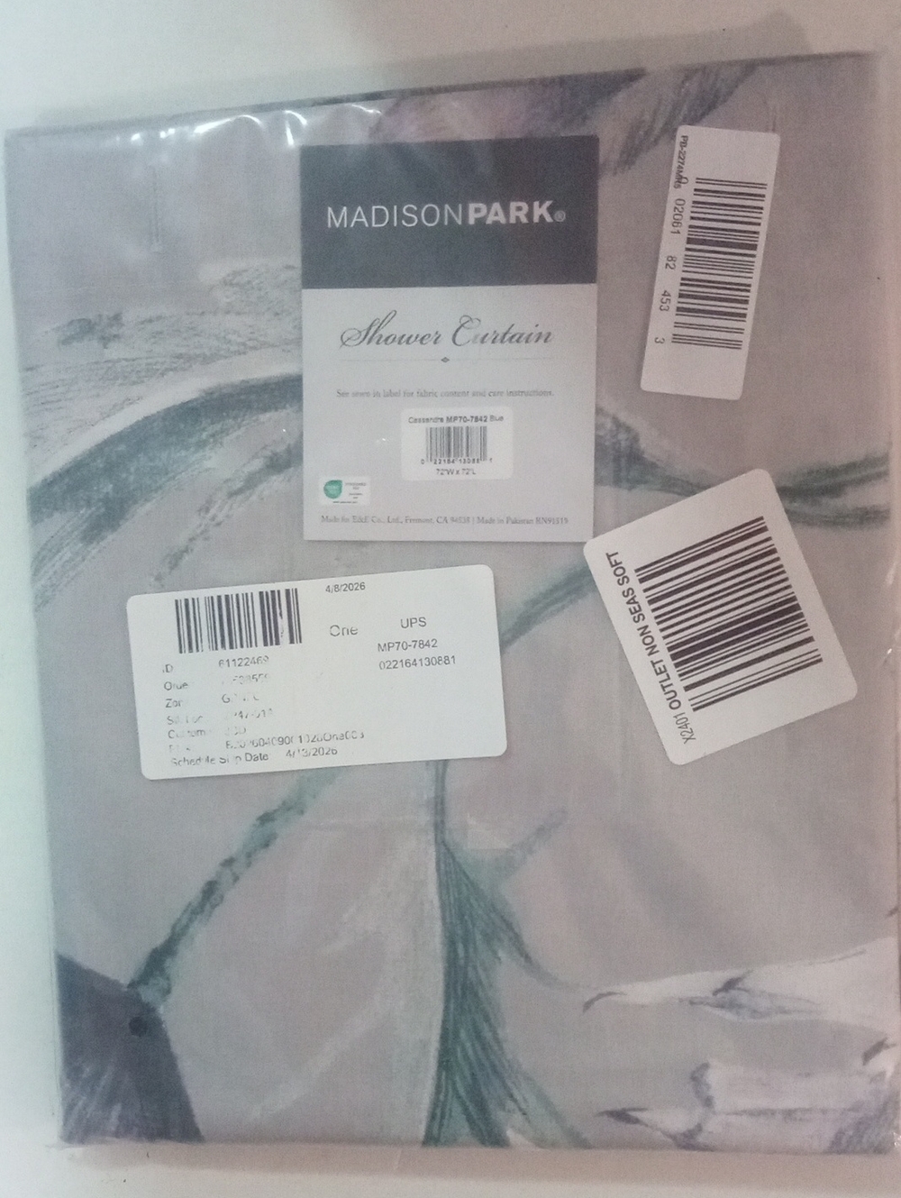 Madison Park Floral Shower Curtain Gray Green NWT $70